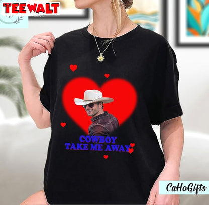 Cowboy Take Me Away Glen Powell Shirt, Twister 2024 Long Sleeve Crewneck