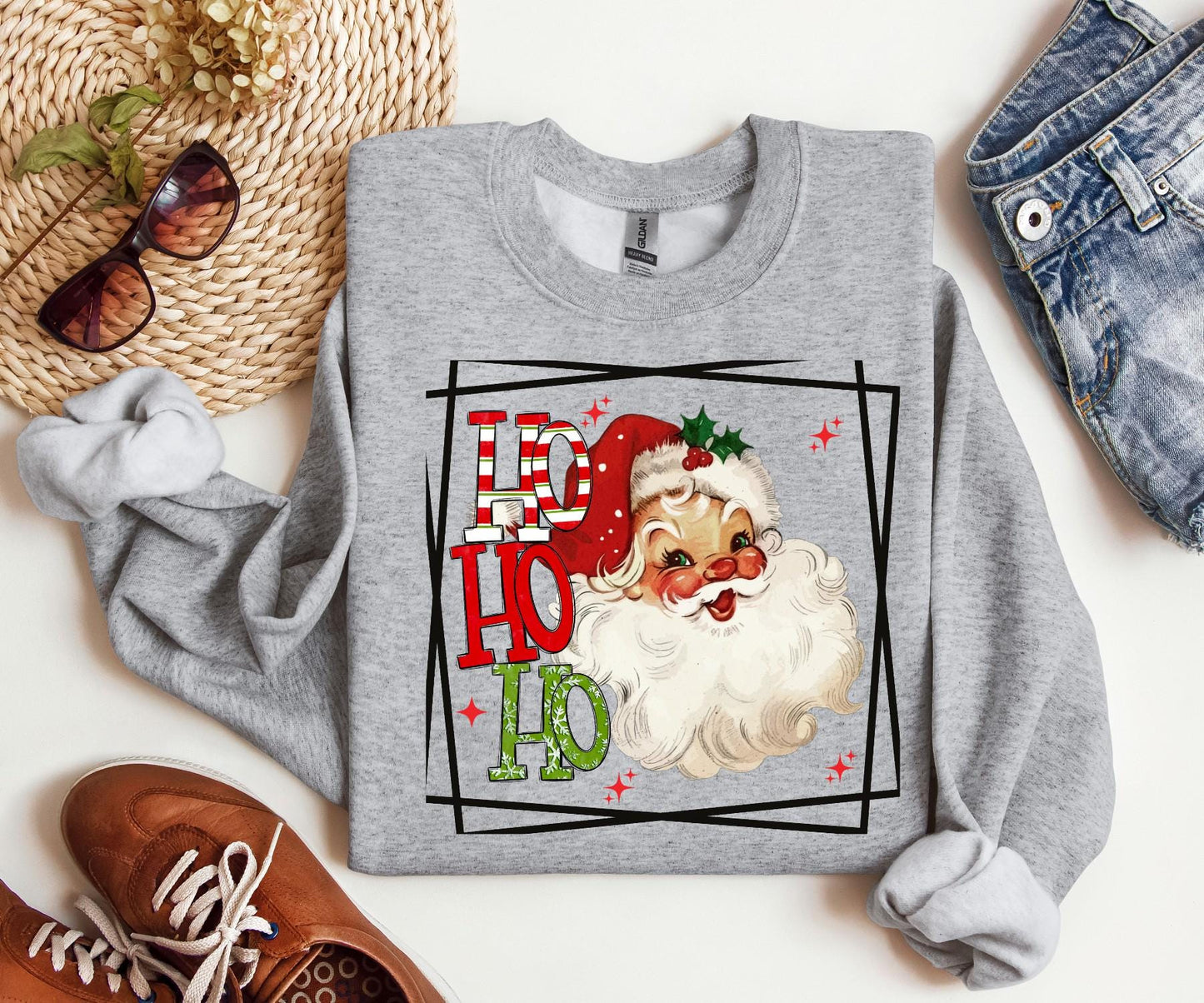 Ho Ho Ho Retro Santa Christmas Tree Shirt