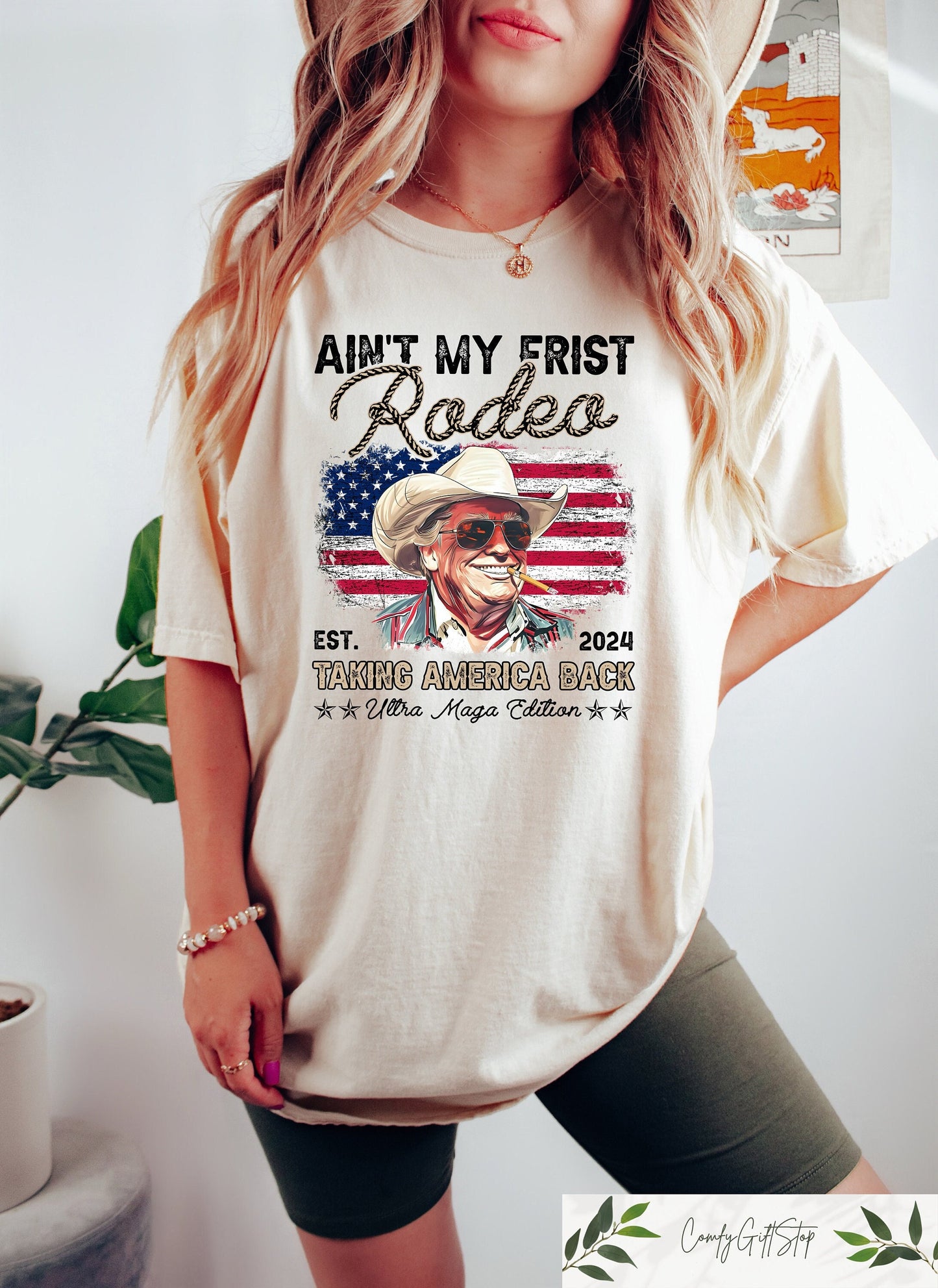 Retro Ain'T My First Rodeo Trump Cowboy T-Shirt, Gift