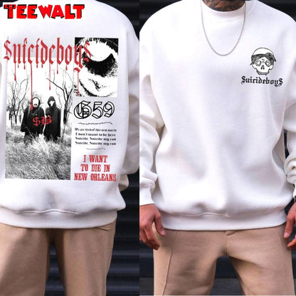 New Rare Suicideboys Shirt, Cool Design I Want To Die In New Orleans Crewneck Long Sleeve