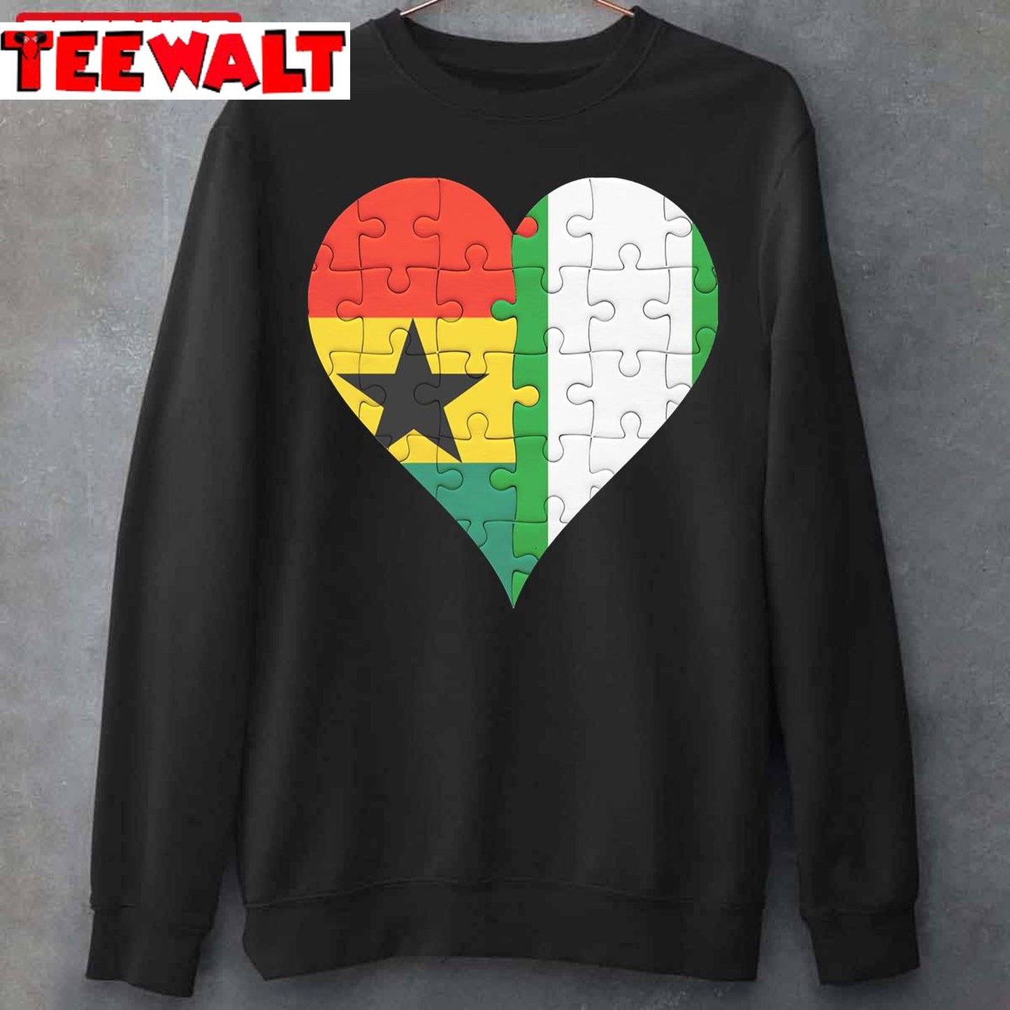 Ghanaian Nigerian Flag United Heart Jigsaw Puzzle Unisex T-Shirt