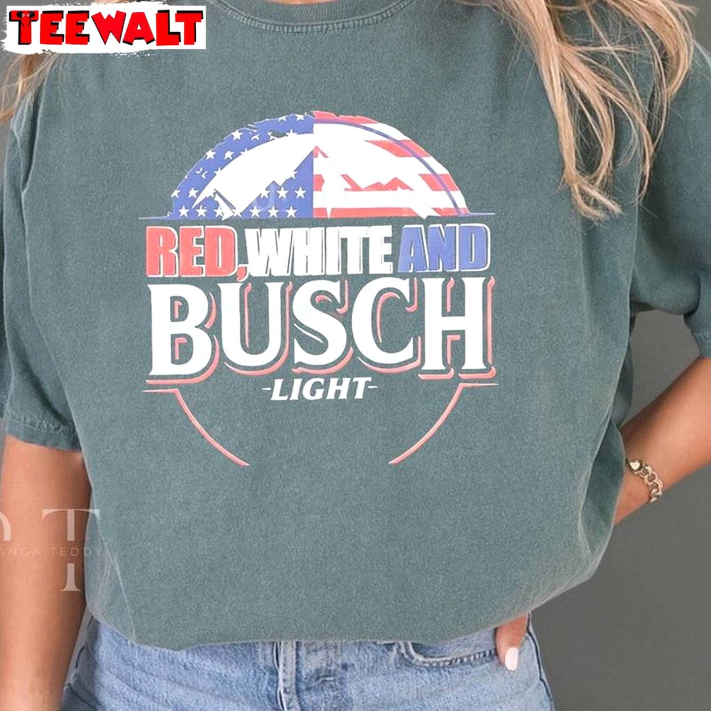 Cool Design Red White And Busch Light Shirt, Trendy America Unisex Hoodie Crewneck