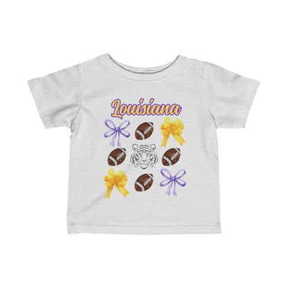 Louisiana Baby Football Top - Coquette Bow Youth Game Day Kids Shirt