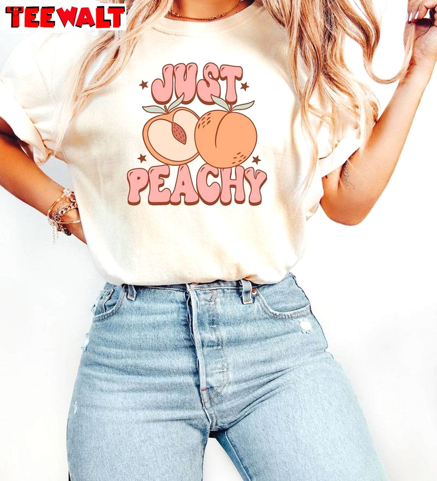 Vintage Just Peachy Shirt, Peach Lovers Limited Short Sleeve Crewneck