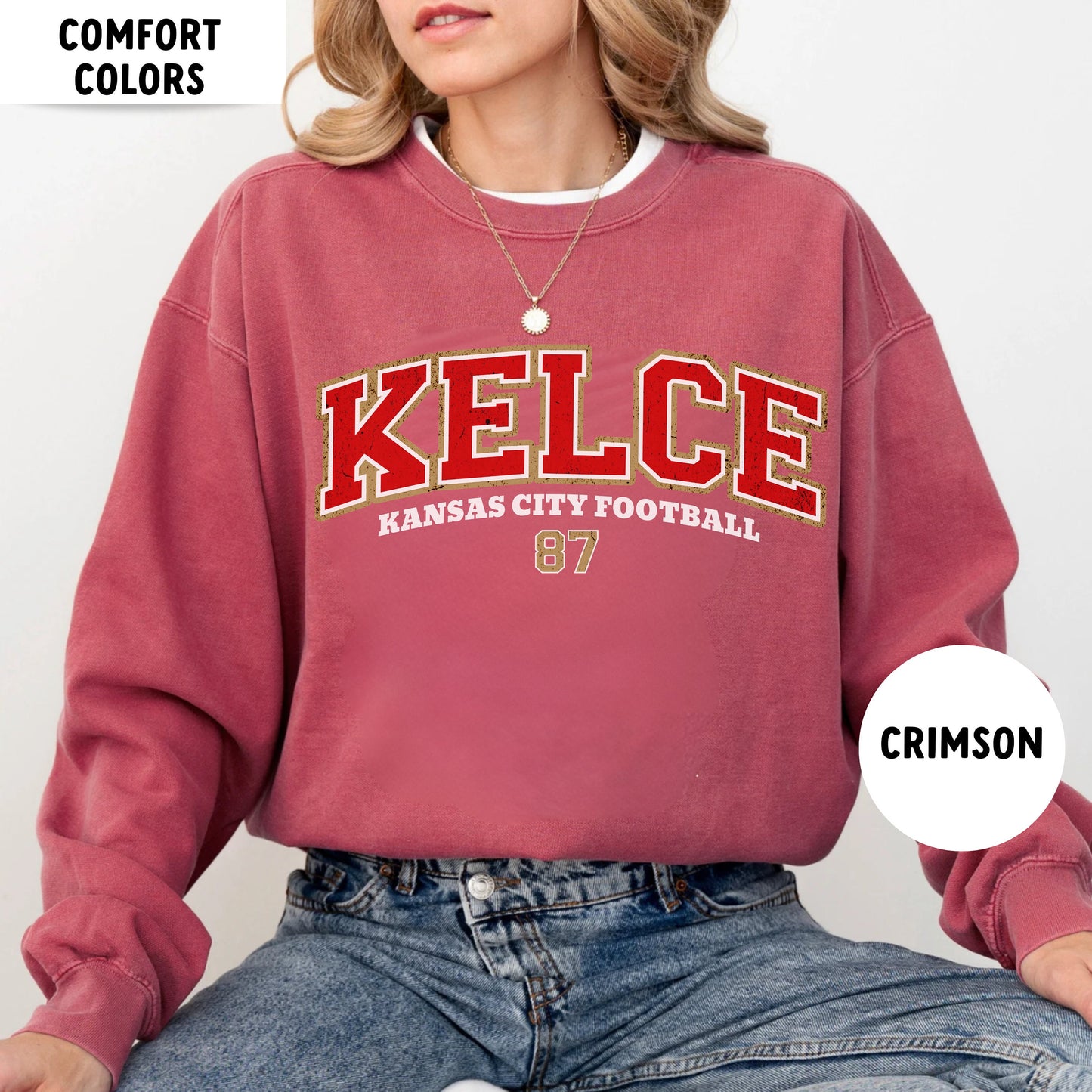 Travis Kelce Comfort Colors Football Sweatshirt - Kansas City Fan Gear