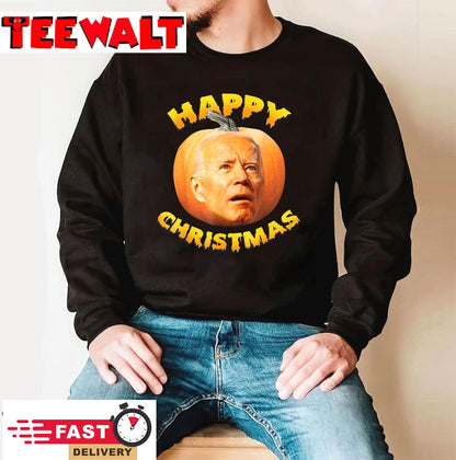 Happy Christmas Anti-Joe Biden Funny Halloween 2022 Pumpkin T-Shirt