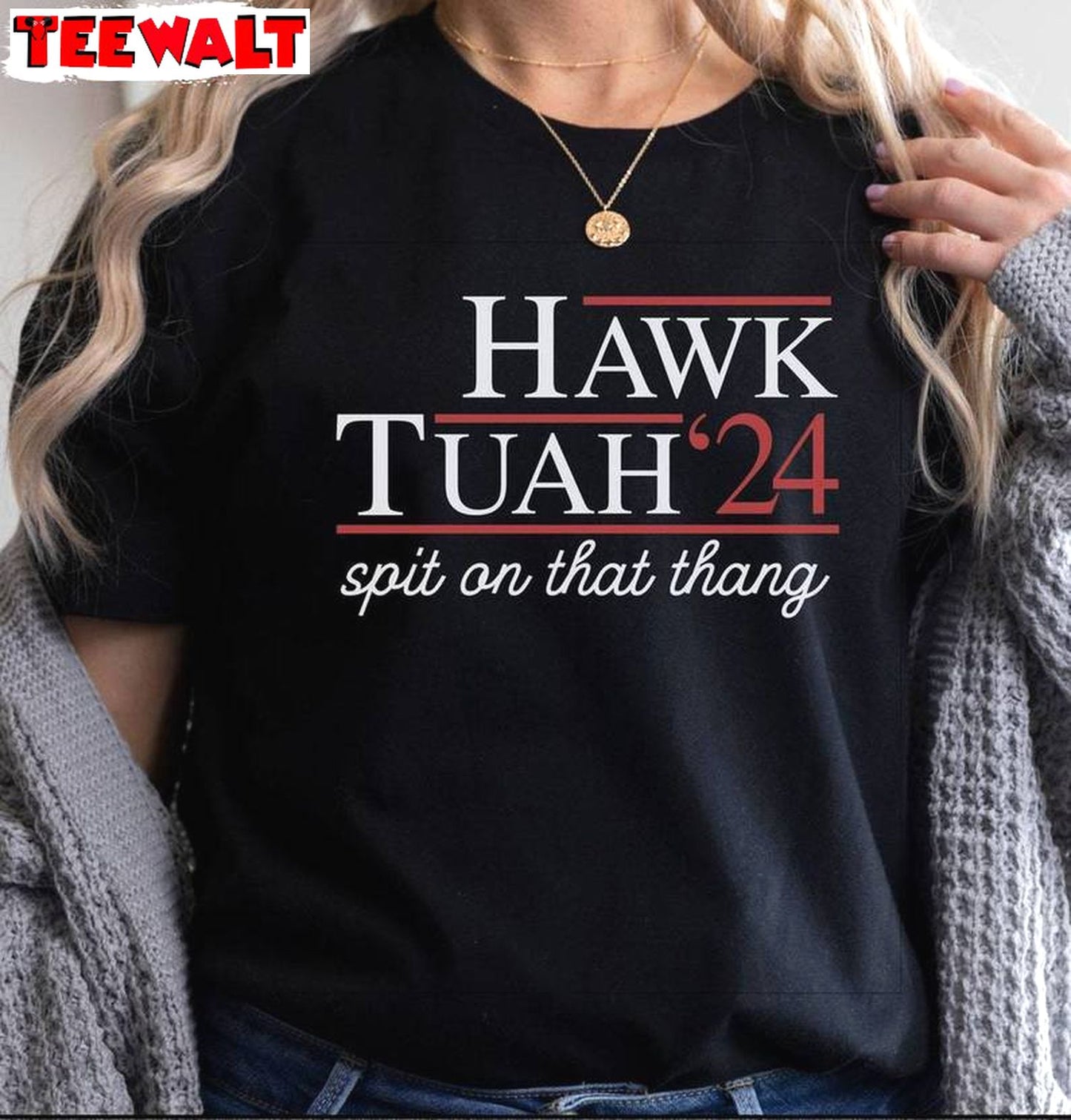 Trendy Hawk Tuah 24 Sweatshirt, Cool Design Hawk Tuah Spit On That Thang Shirt Crewneck