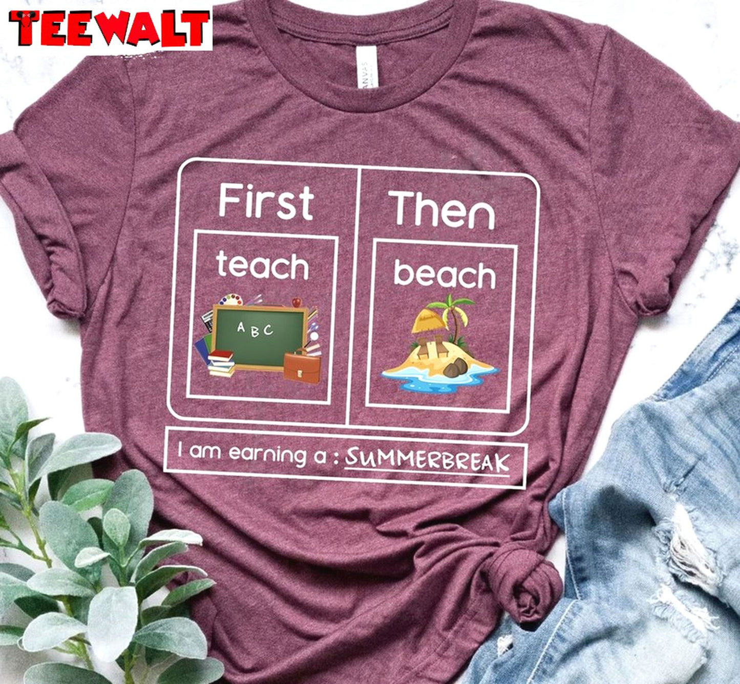 Cute Teacher Appreciation T Shirt , Must Have First Teach Then Beach Shirt Long Sleeve