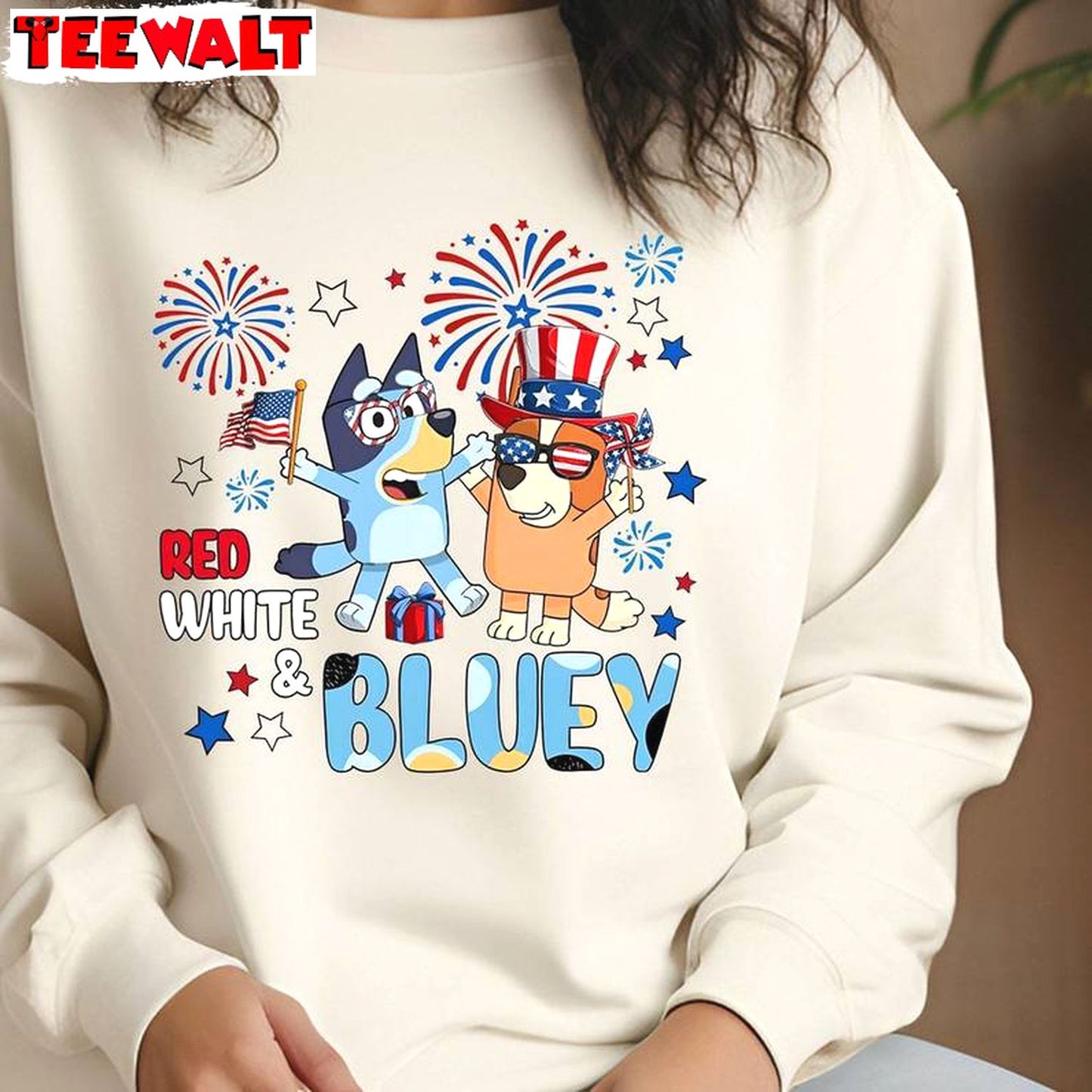 Cool Design Red White And Bluey Shirt, Independence Day Unisex T Shirt Unisex Hoodie