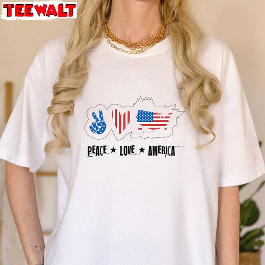 Peace Love America Unisex T Shirt , Comfort America Peace Shirt Long Sleeve