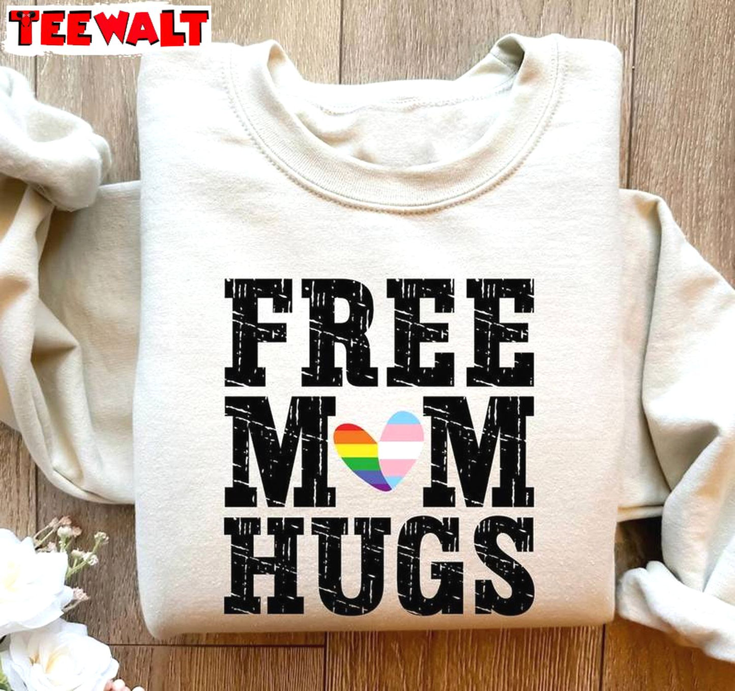 Free Mom Hugs Cool Design Shirt, Must Have Pride Group Crewneck Long Sleeve