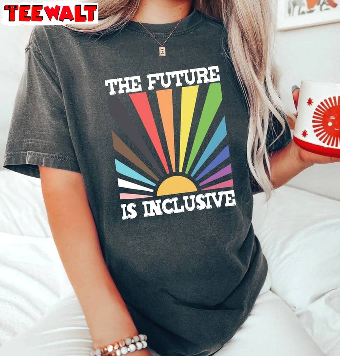 Creative The Future Is Inclusive Shirt, Groovy Rainbow Pride