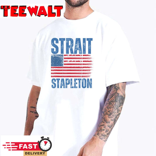 Strait Stapleton American Flag Patriotic USA Concert T-Shirt