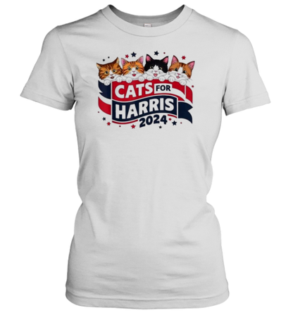 Cat Ladies Cats For Kamala Harris Funny Cat 2024 T-Shirt