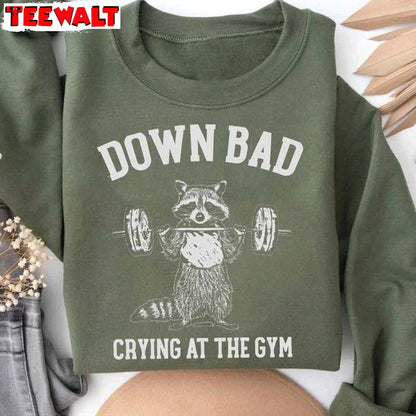 Down Bad Crying At The Gym Shirt, Weightlifting Women Down Crewneck Sweatshirt Sweater