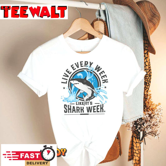 Funny Shark 2024 Week Guess What Week Is It Shark Lover Gift T-Shirt