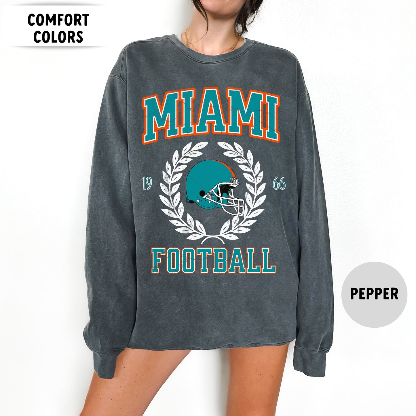 Miami Football Sweatshirt, Vintage Crewneck, Retro Miami Shirt Gift