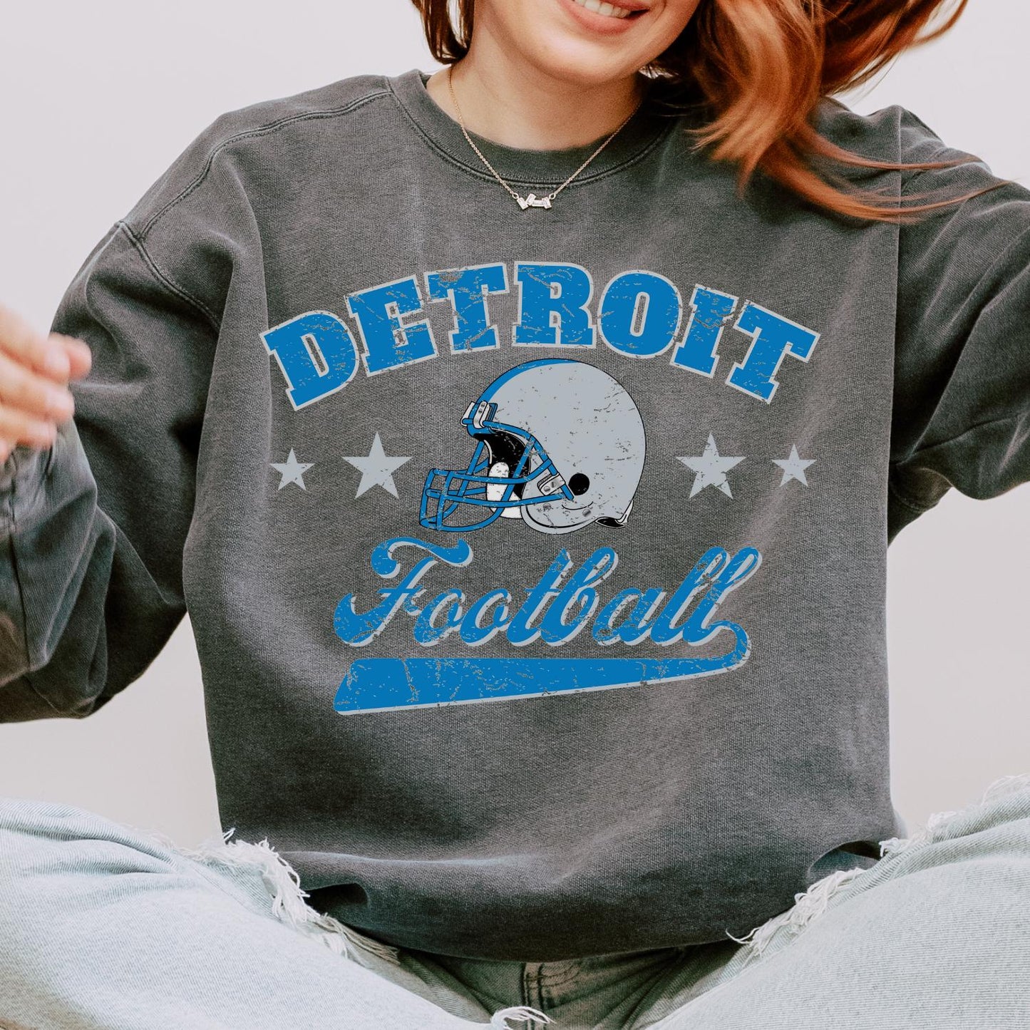 Detroit Football Vintage Design Sweatshirt - Retro Lions