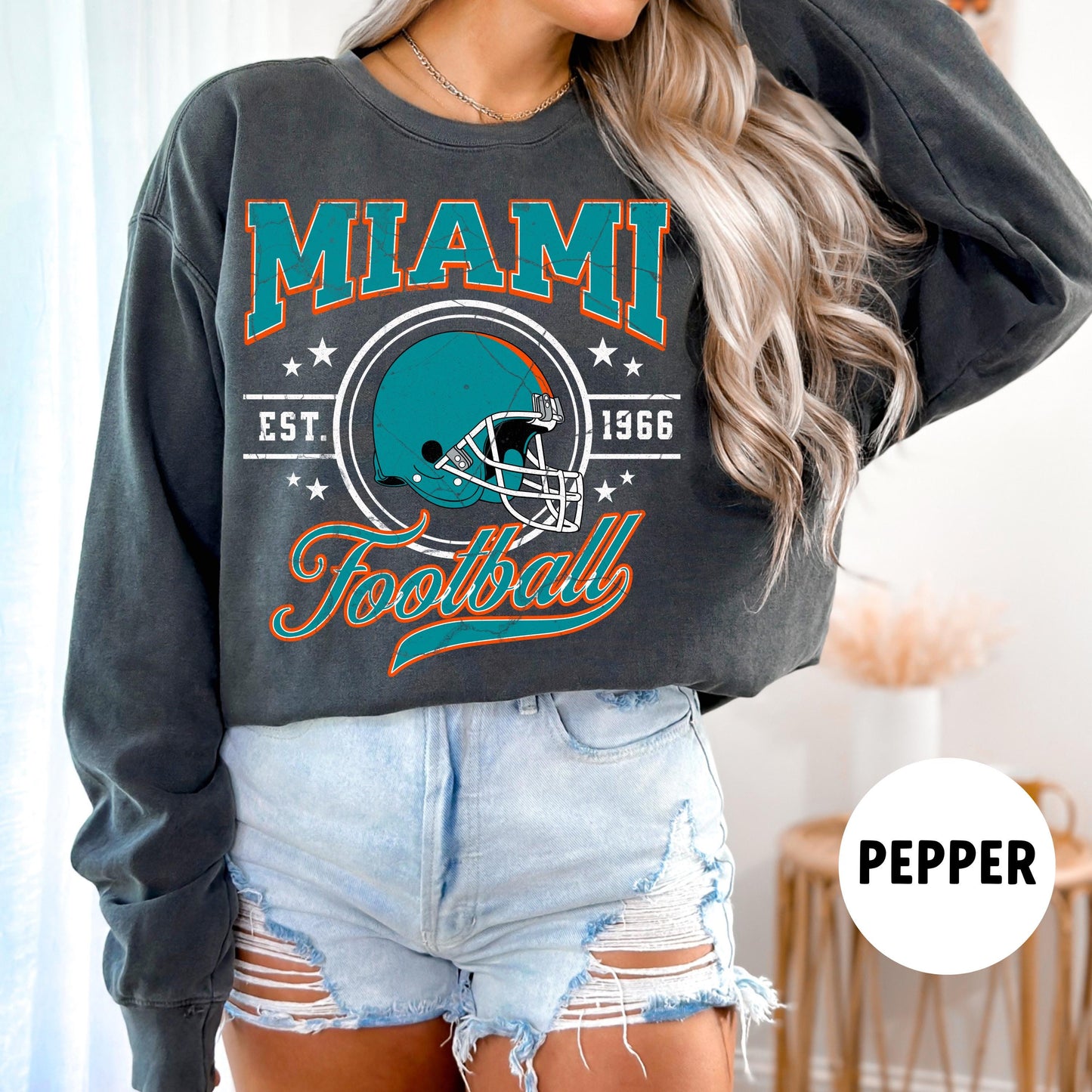 Miami Football Vintage Sweatshirt, Retro Crewneck, Florida Dolphins Gift