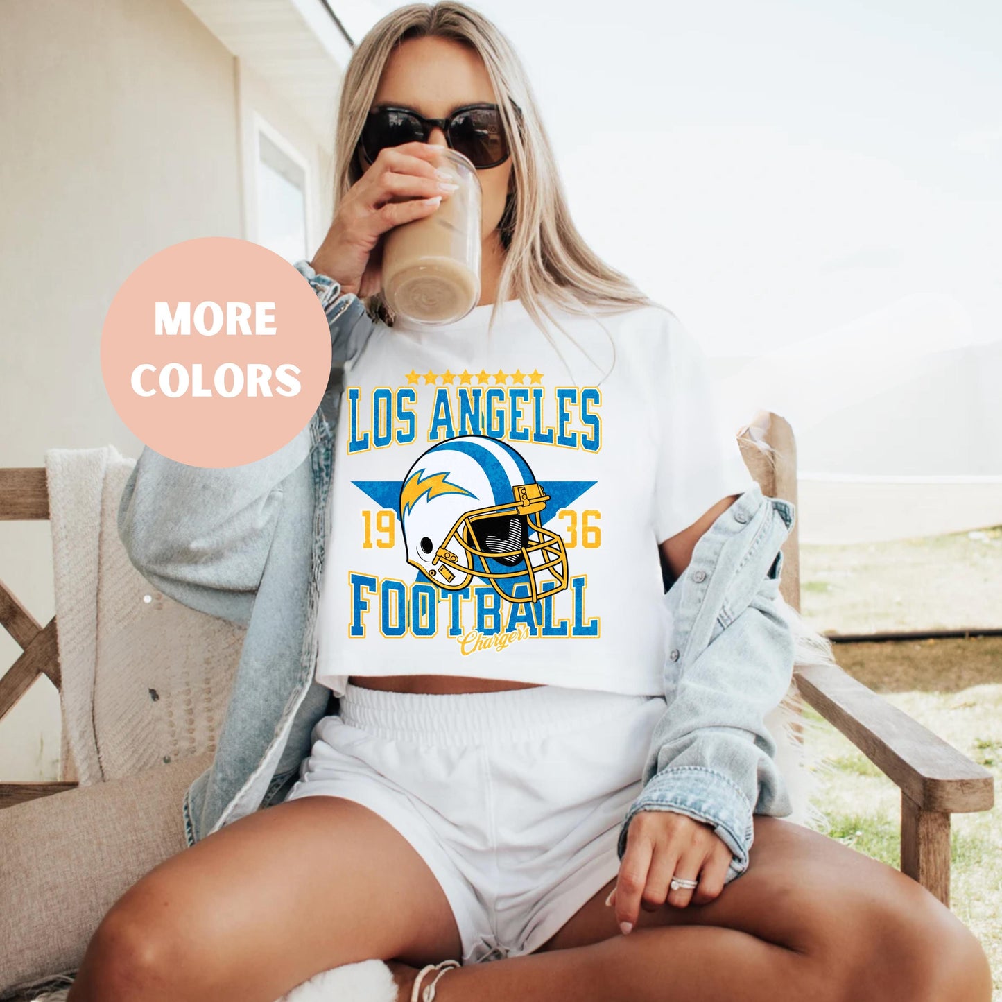 La Charger Football Retro Crop Top - Vintage Game Day Outfit Shirt