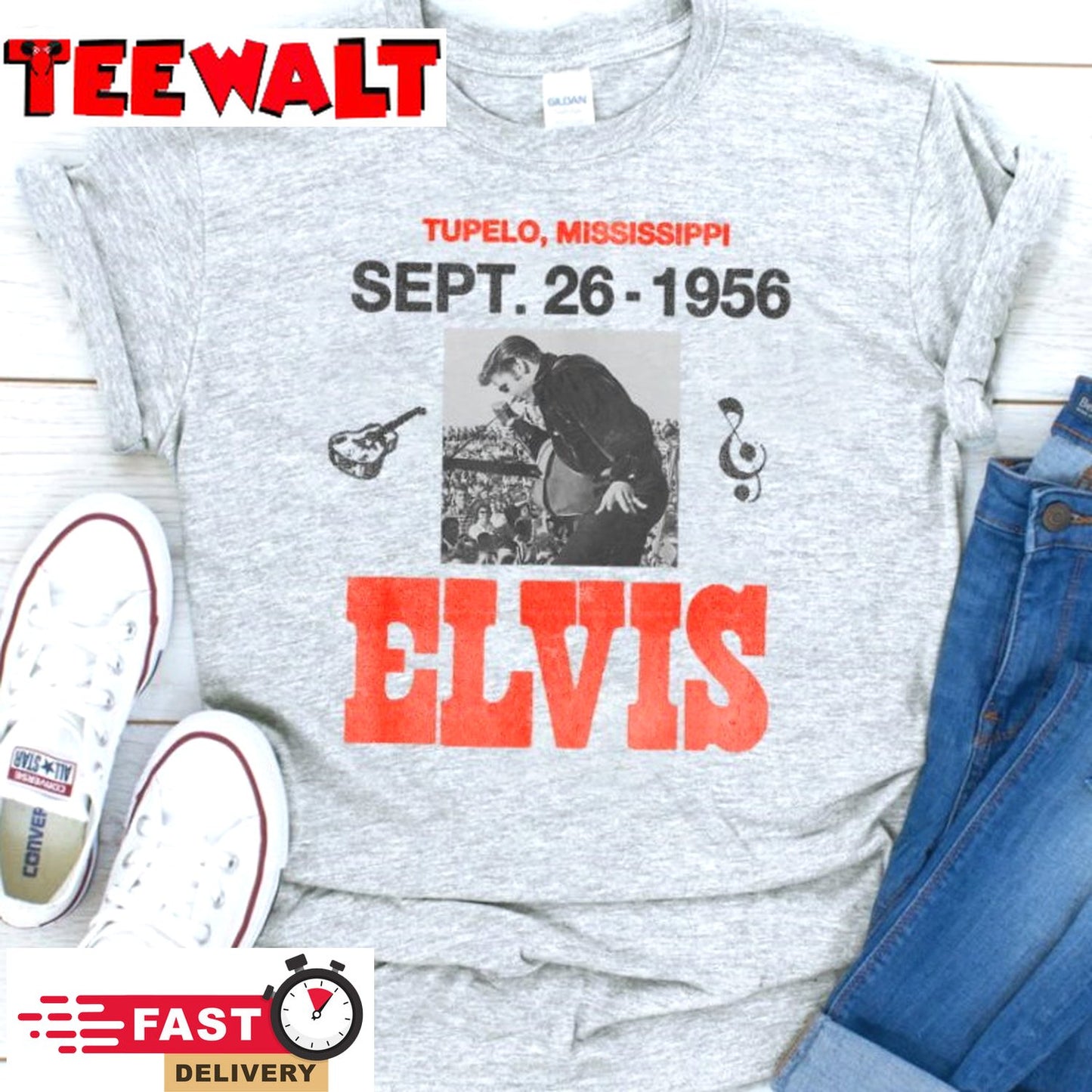 Elvis Presley Official 1956 Mississippi Concert T Shirt