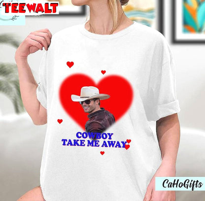 Cowboy Take Me Away Glen Powell Shirt, Twister 2024 Long Sleeve Crewneck