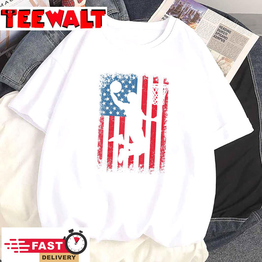 USA American Flag Vintage Basketball Dunk for Men Boys Kids T-Shirt