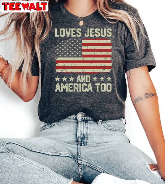 Religions Unisex Hoodie, Comfort She Loves Jesus And America Too Shirt Crewneck