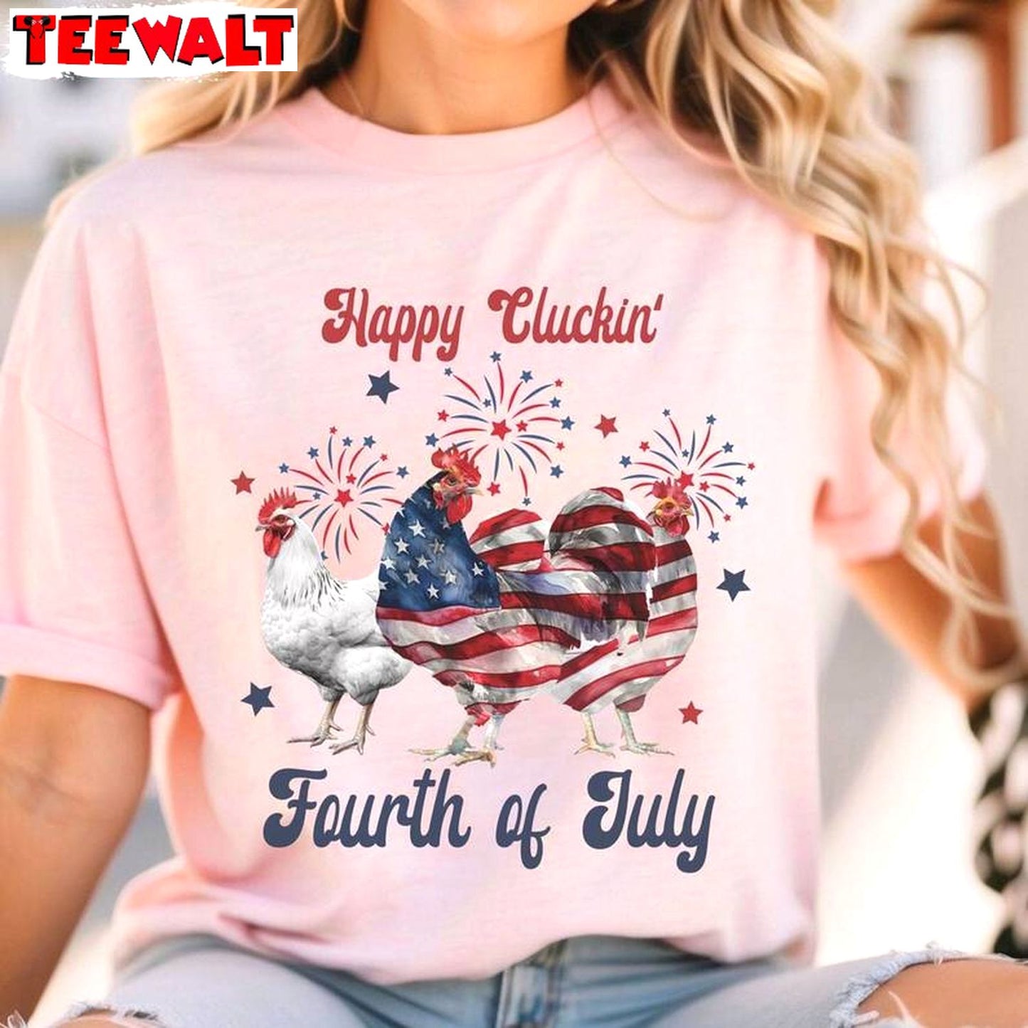 American Flag T Shirt, New Rare Chicken 4th Of July Shirt Long Sleeve