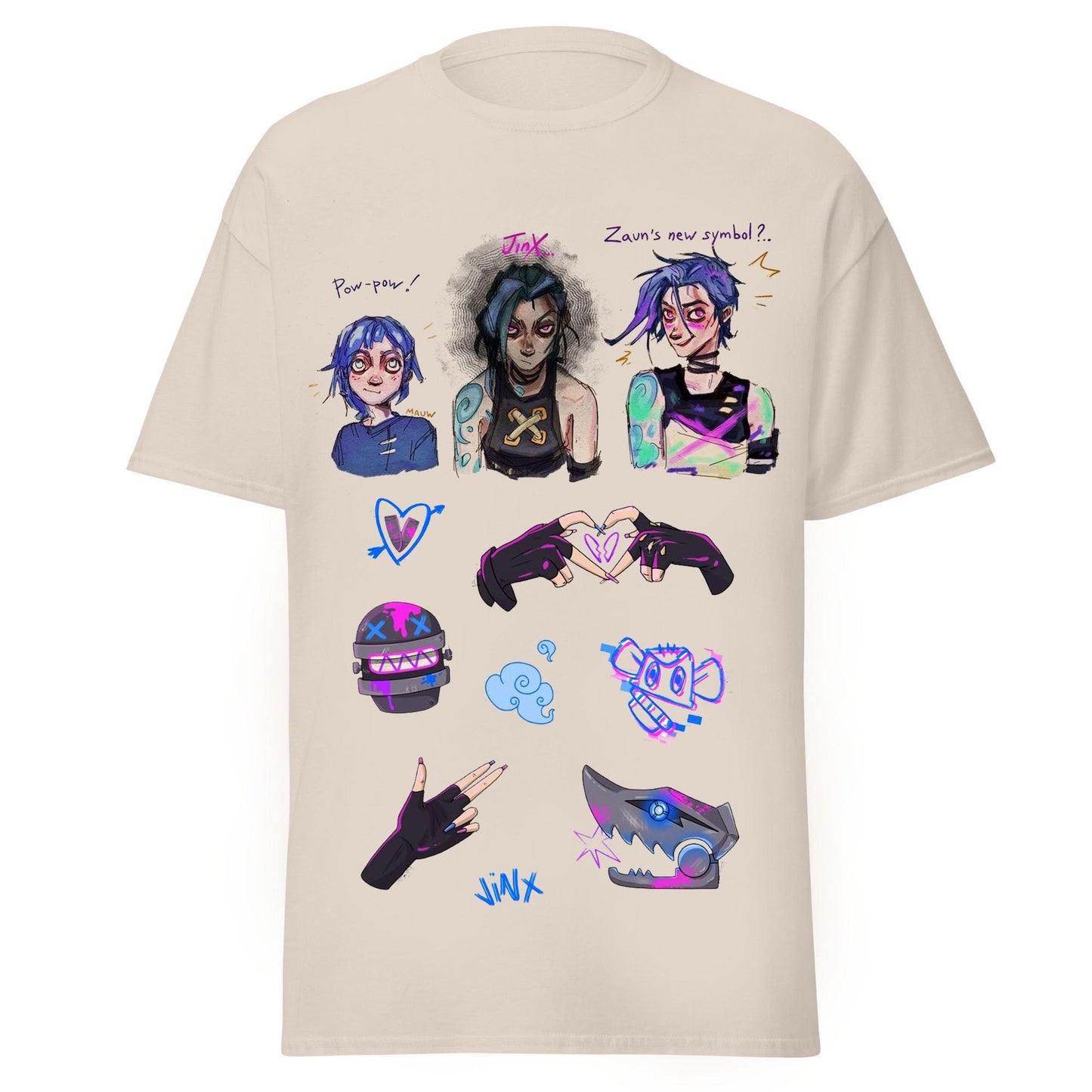 Jinx Arcane T-Shirt Y2K Unisex Streetwear Anime Gaming Fan