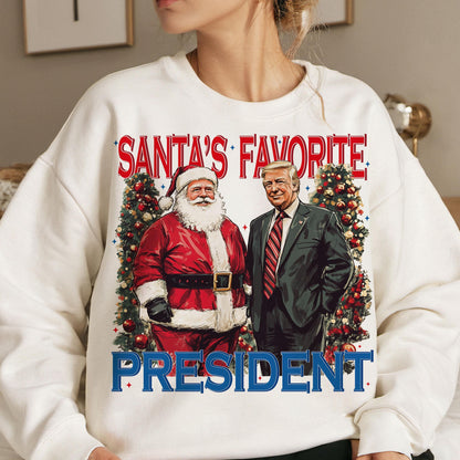 Santa'S Favorite President Christmas T-Shirt Design Clipart