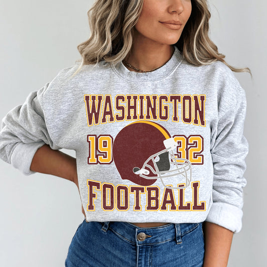 Washington Football Crewneck Sweatshirt Vintage Football Hoodie