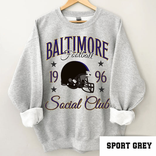 Baltimore Football Sweatshirt - Vintage Raven Crewneck Retro Style Gift