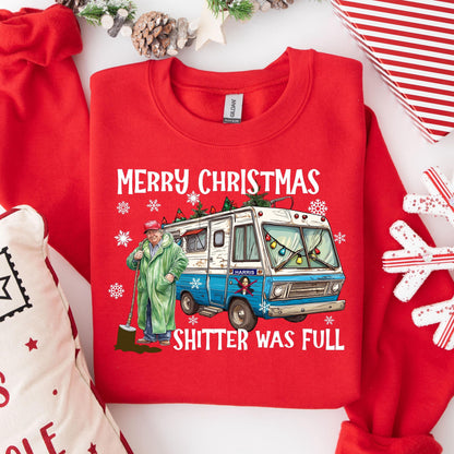 Merry Christmas Shitter Was Full Sweatshirt - Trump 2024 Tee