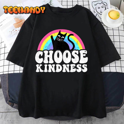 Anti Bullying Rainbow Peace Kind Hippie Cat Choose Kindness T-Shirt