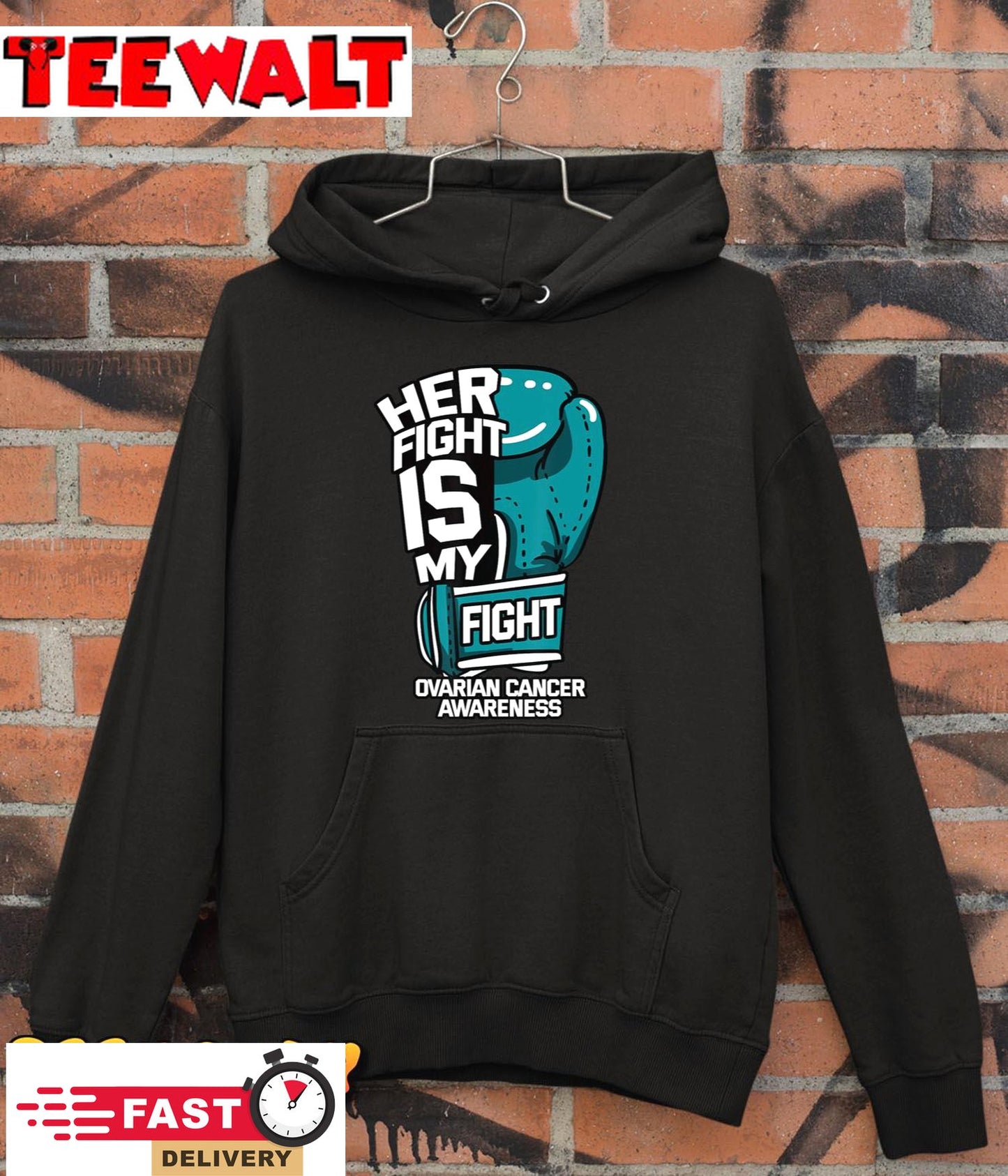 Her Fight Is My Fight Ovarian Cancer Awareness Teal Ribbon T-Shirt