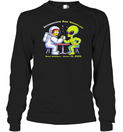 Alien Arm Wrestle With Astronaut Space Showdown August 2525 T-Shirt