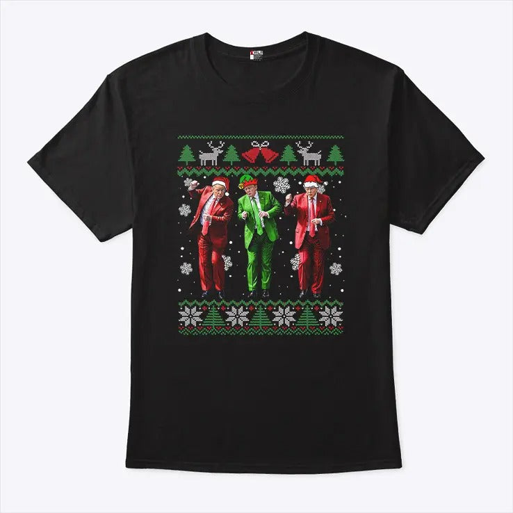 Trump Dance Elf Santa Christmas Ugly Sweater Xmas T Shirt