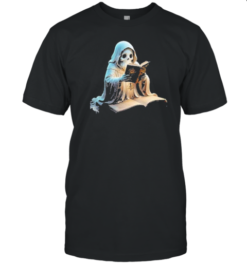 A Cute Halloween Ghost Reading A Book Cut Out 2024 T-Shirt