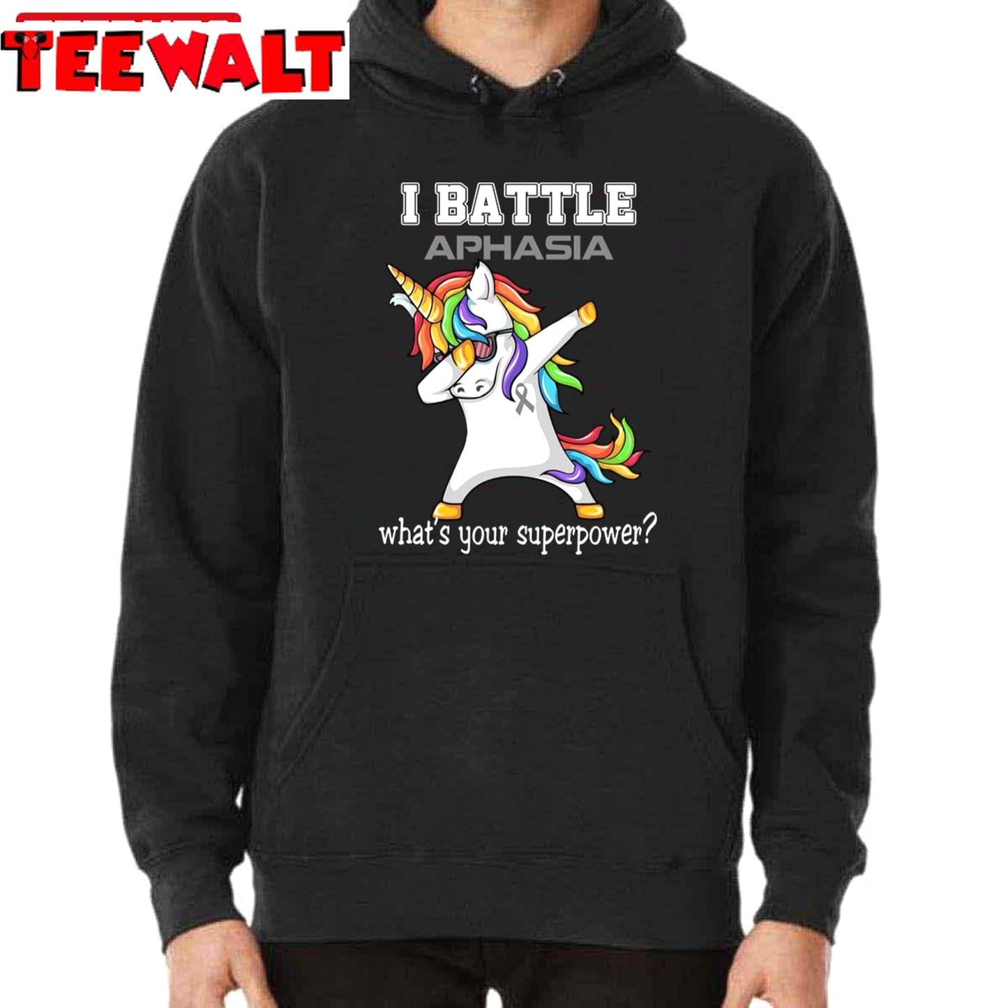 I Battle Aphasia What's Your Superpower Unicorn Dabbing Unisex T-Shirt