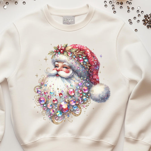 Faux Rhinestone Santa Vintage Holiday Shirt