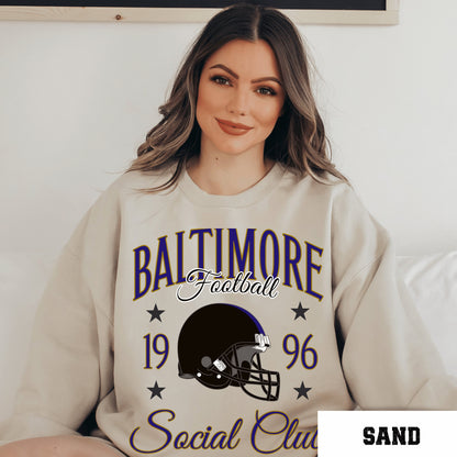 Baltimore Football Sweatshirt - Vintage Raven Crewneck Retro Style Gift