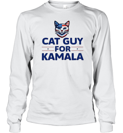 Cat Guy For Kamala Harris 2024 Childless Cat For Lady Voting For Harris Walz T-Shirt