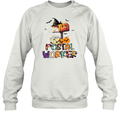 Halloween Postal Worker Mailbox Witch Hat Pumpkins T-Shirt