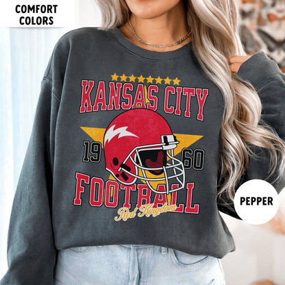 Kansas City Chiefs Vintage Football Sweatshirt, Comfortable Crewneck