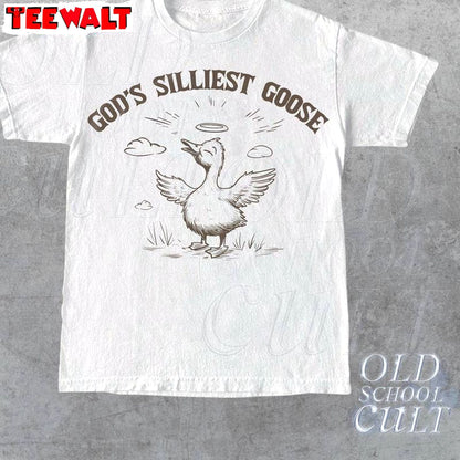 God's Silliest Goose Funny T-shirt, Goose Trendy Short Sleeve Crewneck