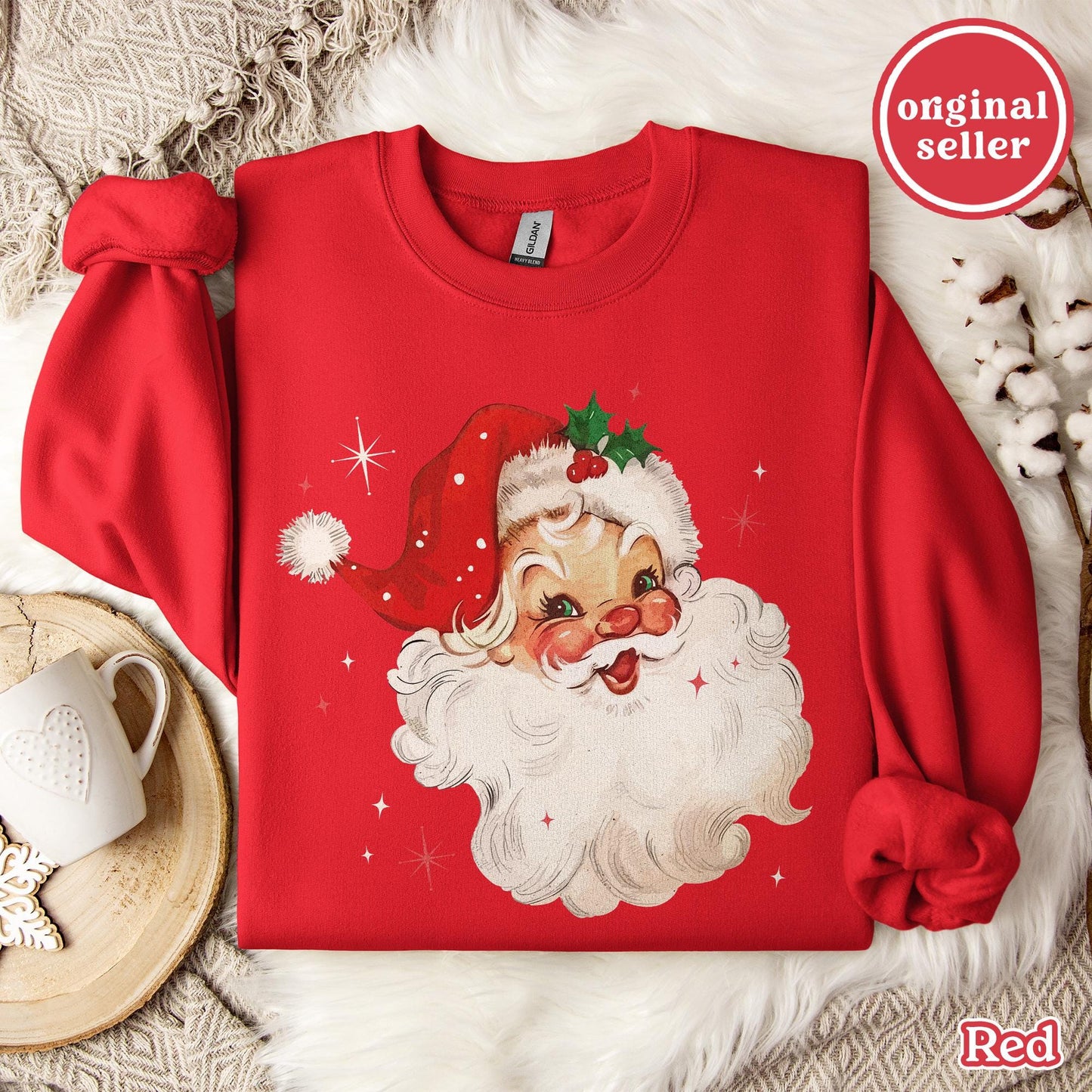 Vintage Christmas Santa Sweatshirt, Holiday Gift For Women