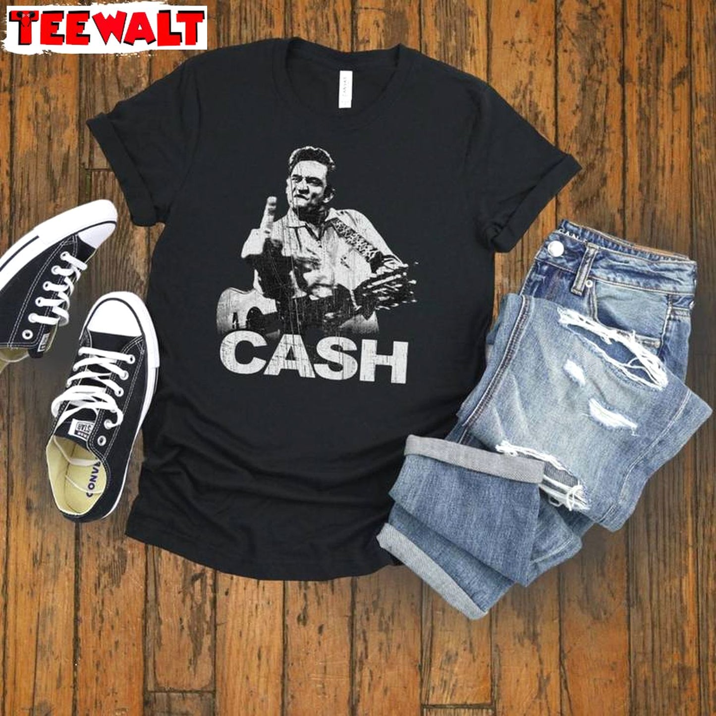 Neutral 1980s Rock Unisex Hoodie, Trendy Johnny Cash Shirt Tank Top