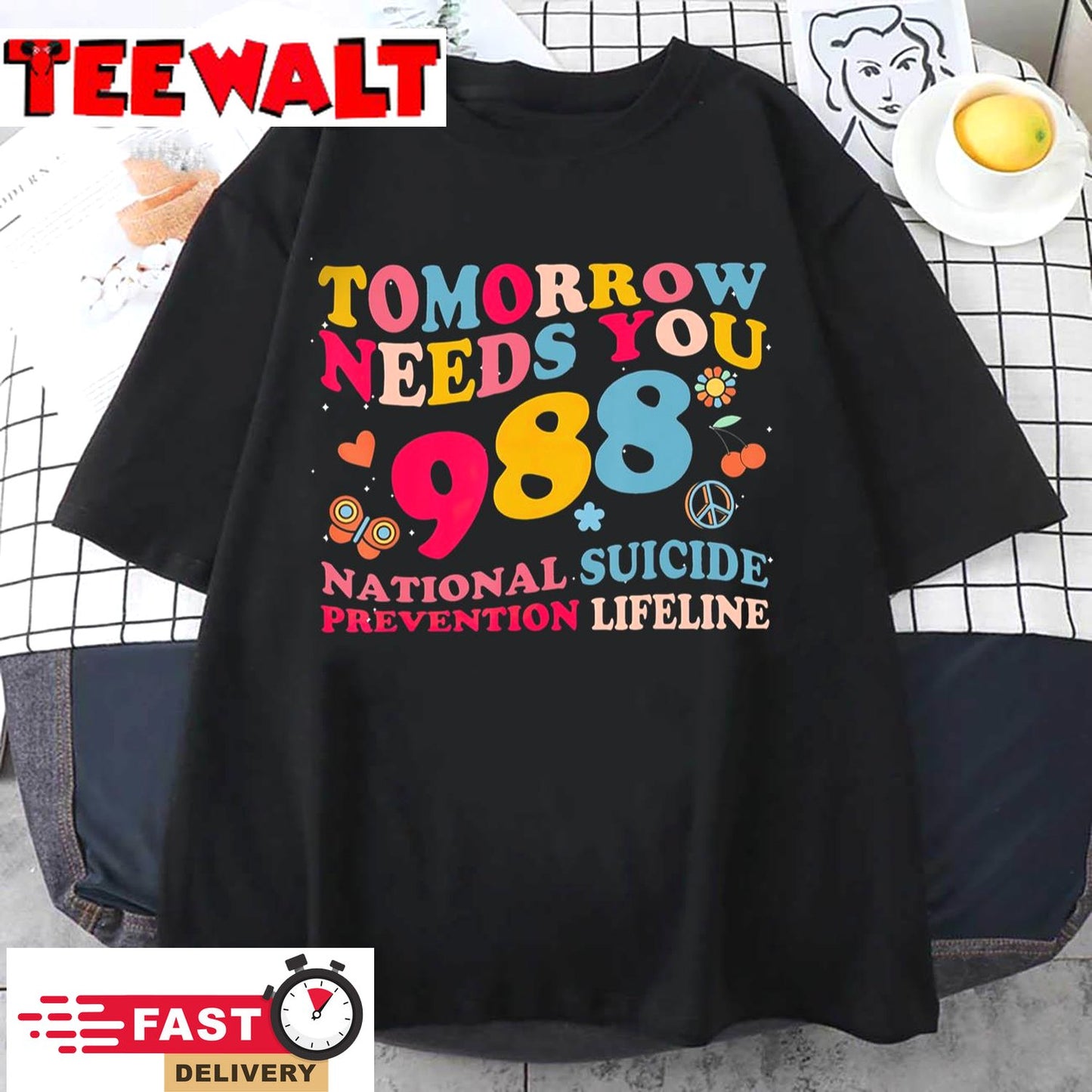 Retro Tomorrow Needs You 988 Suicide Prevention Awareness T-Shirt