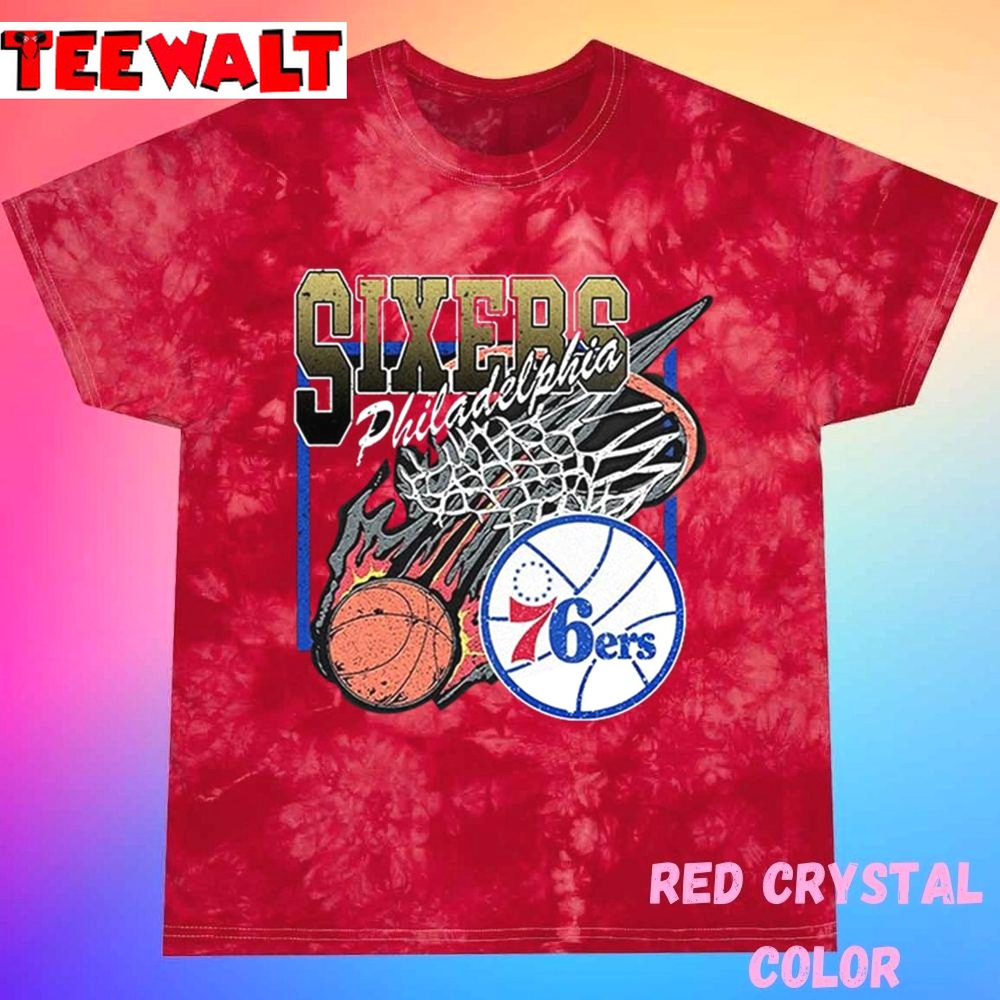 Vintage 90s Nba Philadelphia 76ers Logo Fanmade Unisex Tie Dye Tee